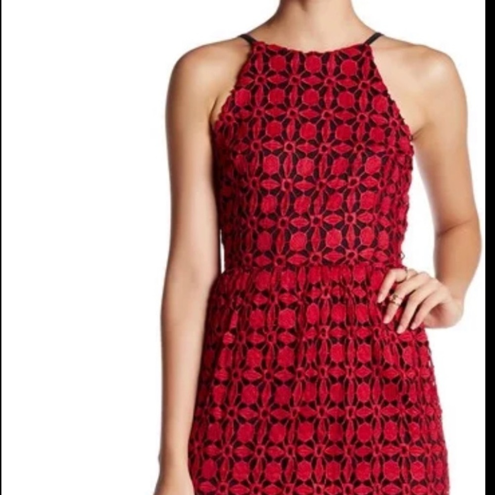 Aqua red and black sheath dress
